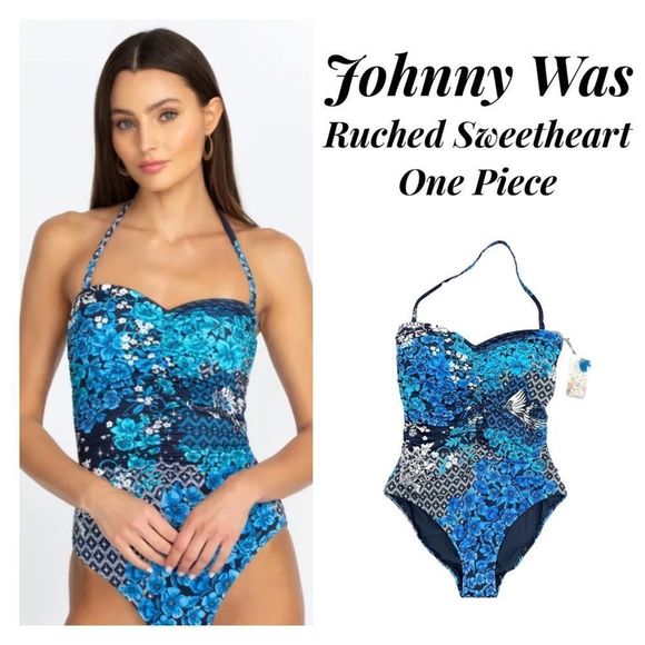 NEW Johnny Was Ruched  Sweetheart One Piece - Picture 1 of 5